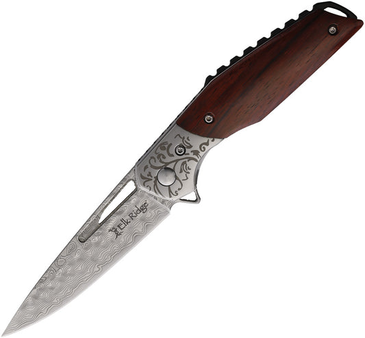 Elk Ridge Damascus Linerlock Folding Knife