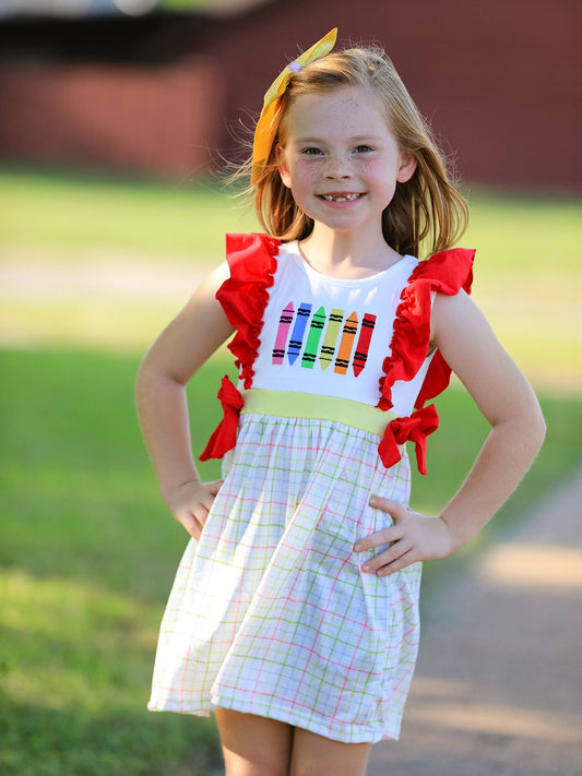 Rylee Faith Designs Crayon Embroidery Girls' Dress