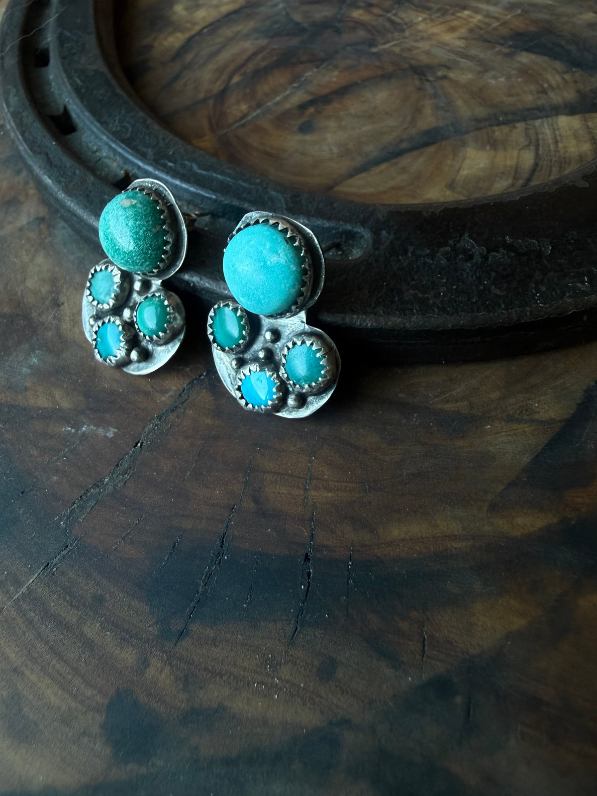 American Turquoise Post Earrings with Removable Jackets by Bootleg Silver Co – view 4
