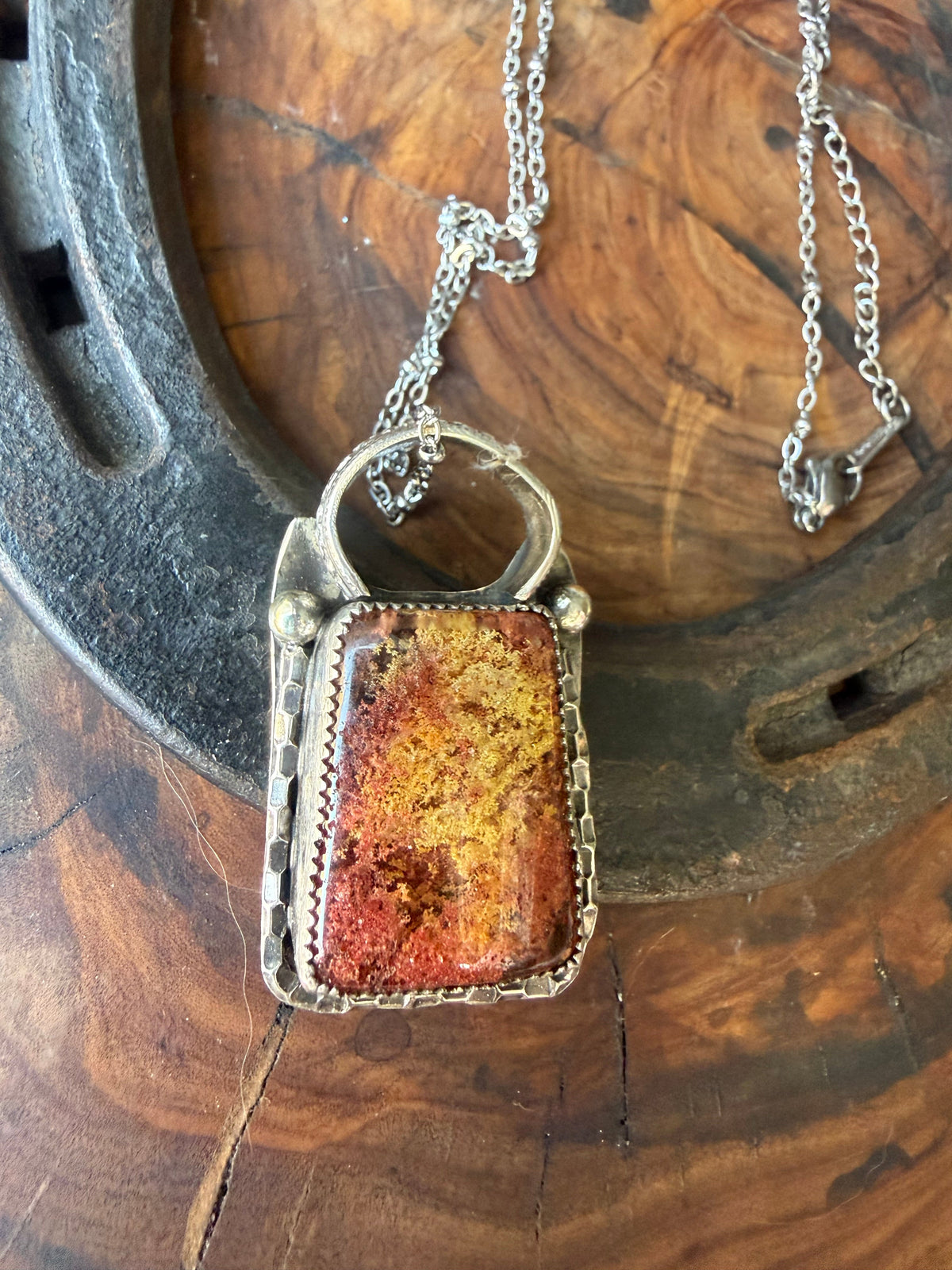 Garden Quartz Arizona Sunset Pendant by Bootleg Silver Co, handmade in Arizona