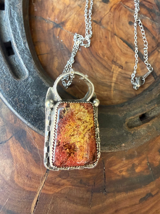 Garden Quartz Arizona Sunset Pendant by Bootleg Silver Co, handmade in Arizona