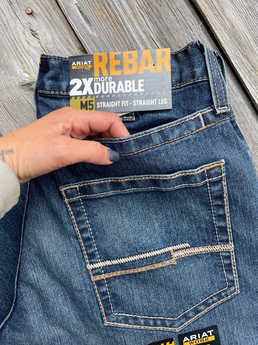 Ariat Men's Rebar M5 Straight Rail Straight Jean