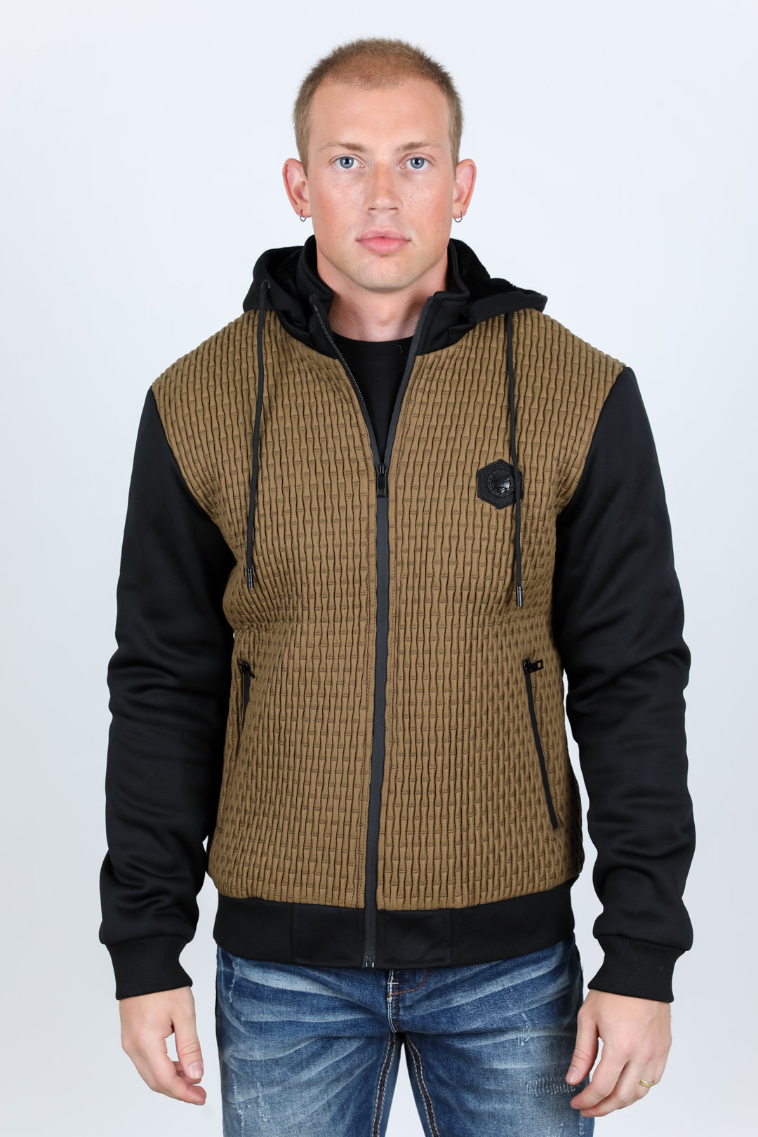 Mens Fur Lined Quilted Hooded Jacket - White
