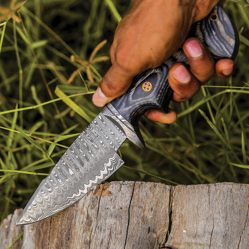 Damascus Fixed Blade Hunting Knife view 3