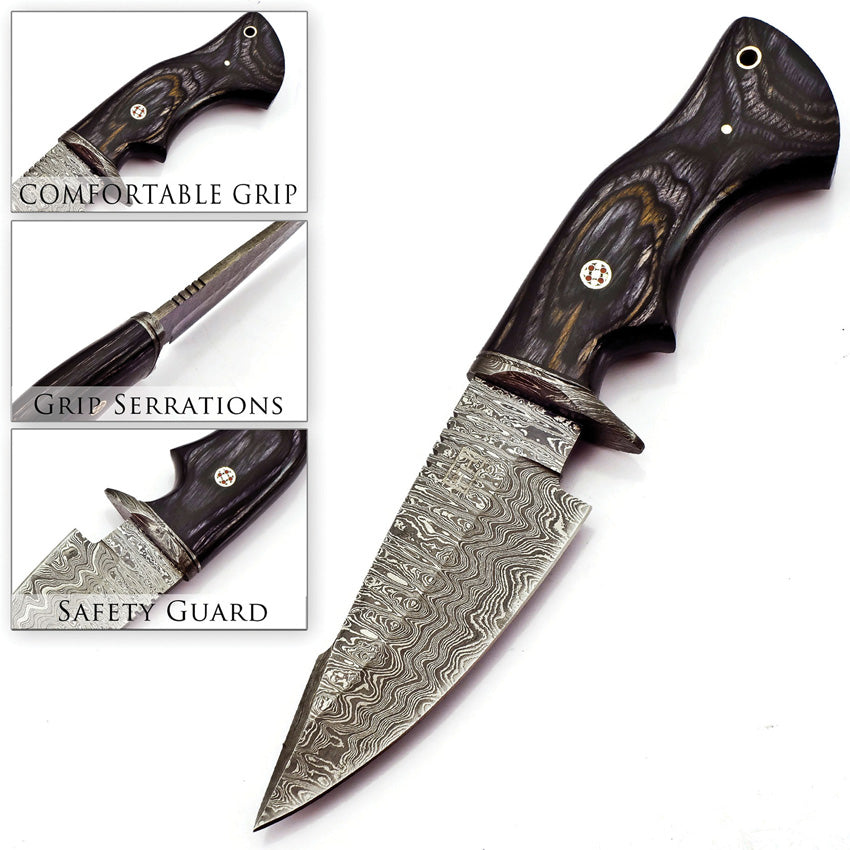 Damascus Fixed Blade Hunting Knife view 4