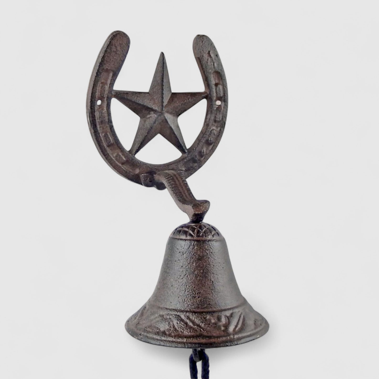 Farmhouse Cast Iron Horse Shoe Star Doorbell, Rustic Countryside Welcome Chime