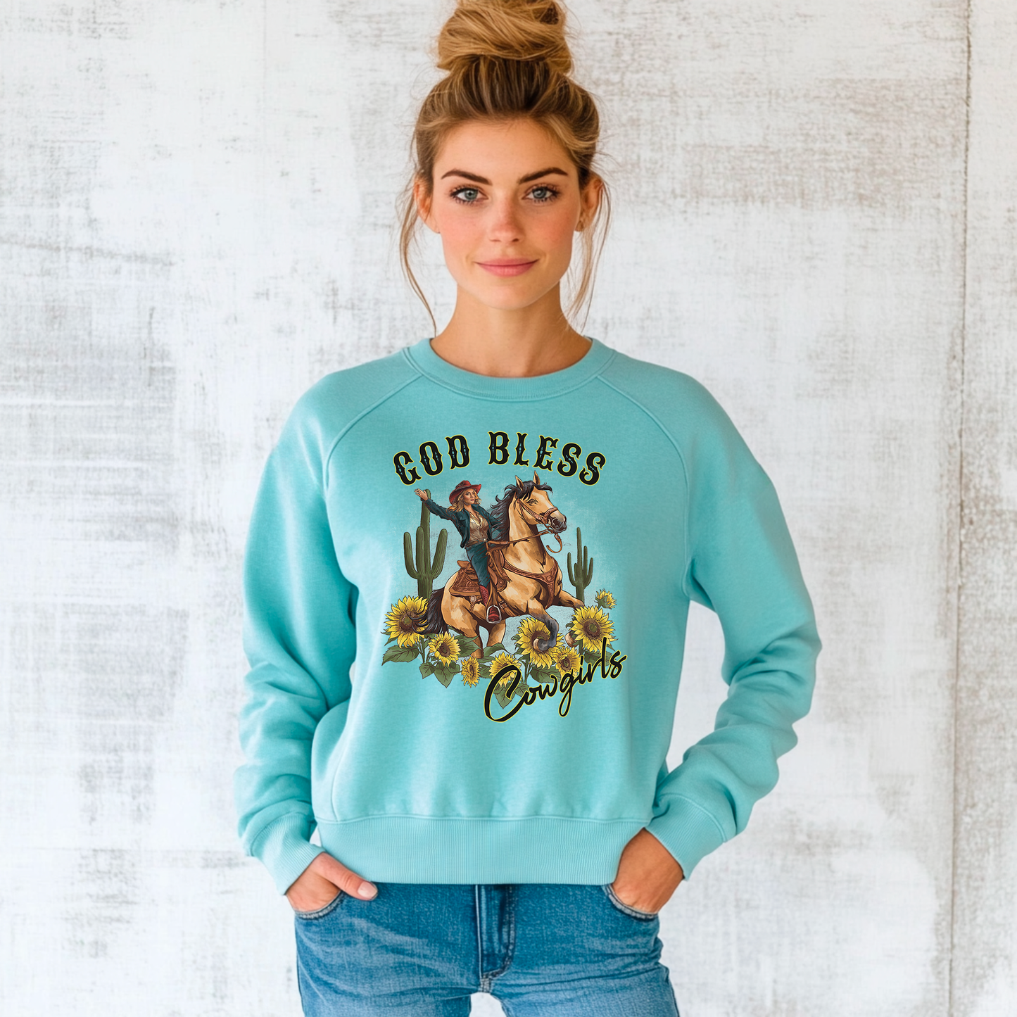 God Bless Cowgirls Crewneck Sweatshirt by Bourbon Cowgirl