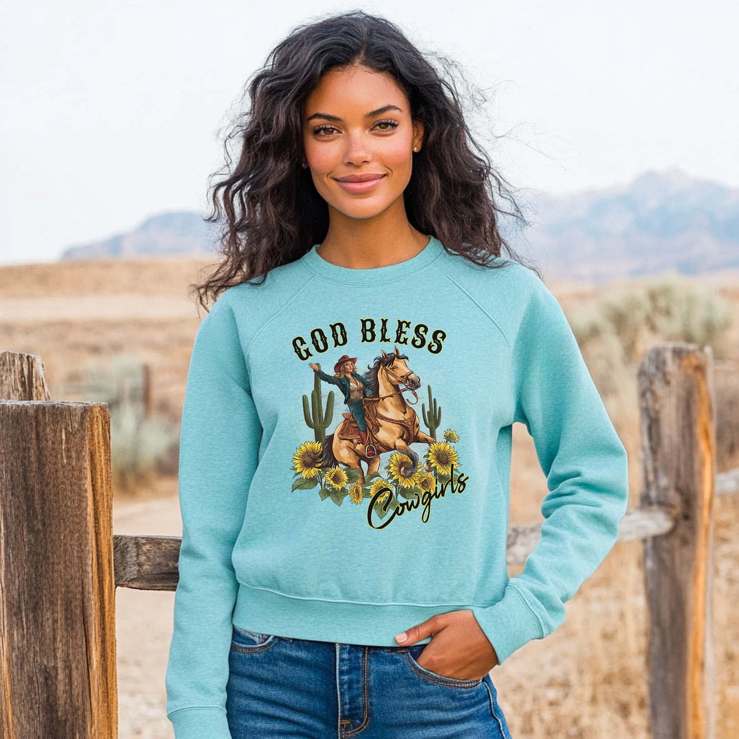 God Bless Cowgirls Crewneck Sweatshirt by Bourbon Cowgirl