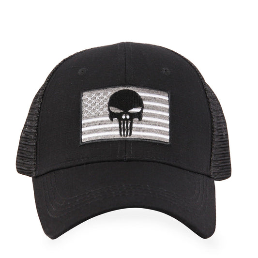 American Flag/Punisher Skull Trucker Hat