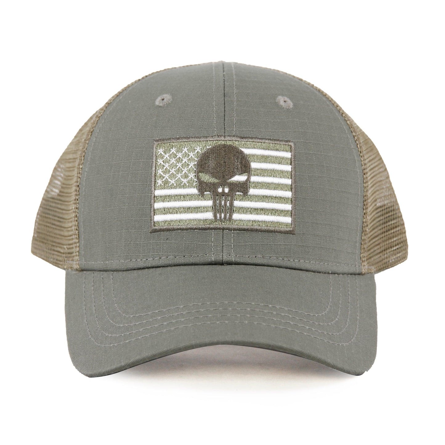 American Flag/Punisher Skull Trucker Hat