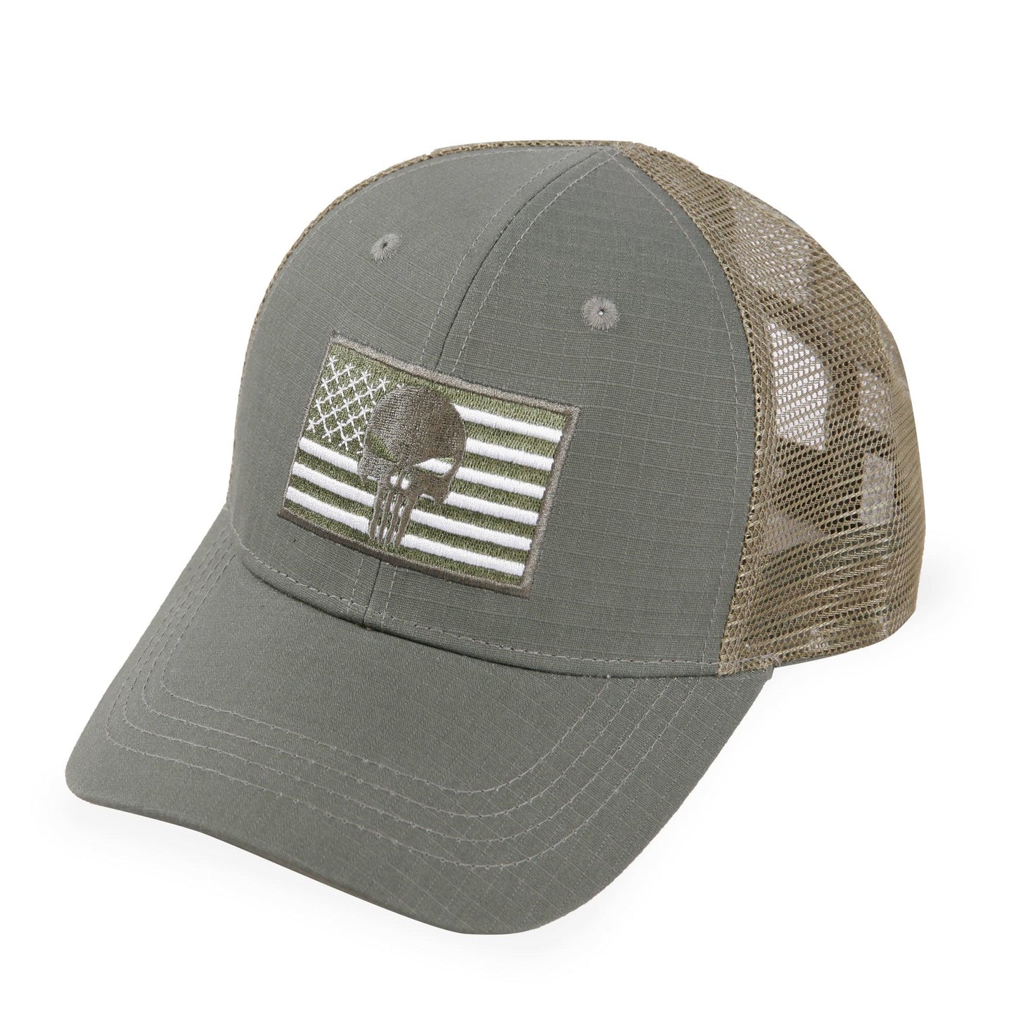American Flag/Punisher Skull Trucker Hat