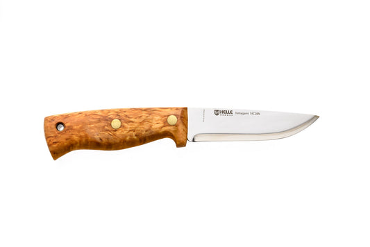 Helle Temagami 14C28N Bushcraft Knife – Les Stroud Design, Curly Birch