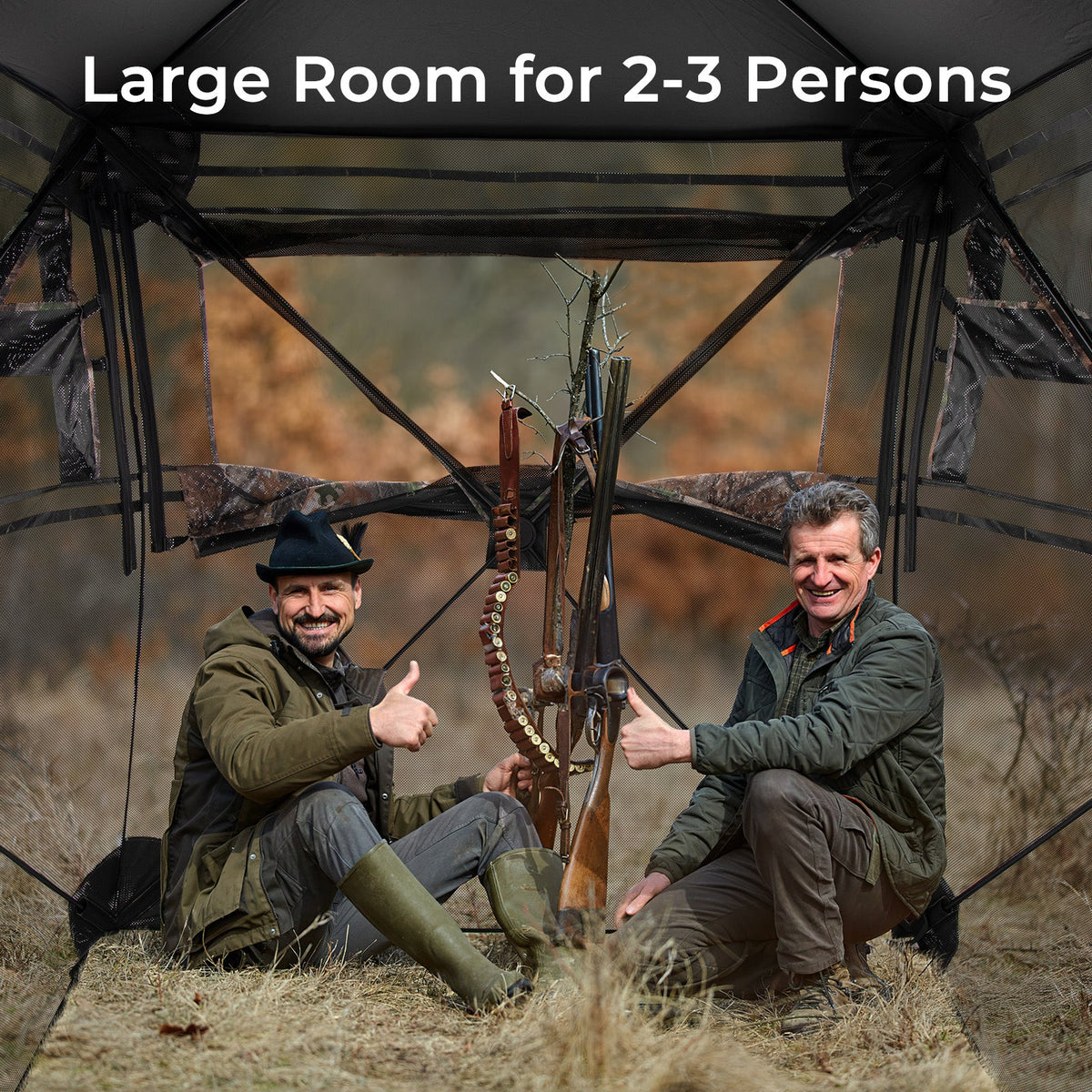 360° See-Through Hunting Blind – 2-3 Person with Full-Open Door