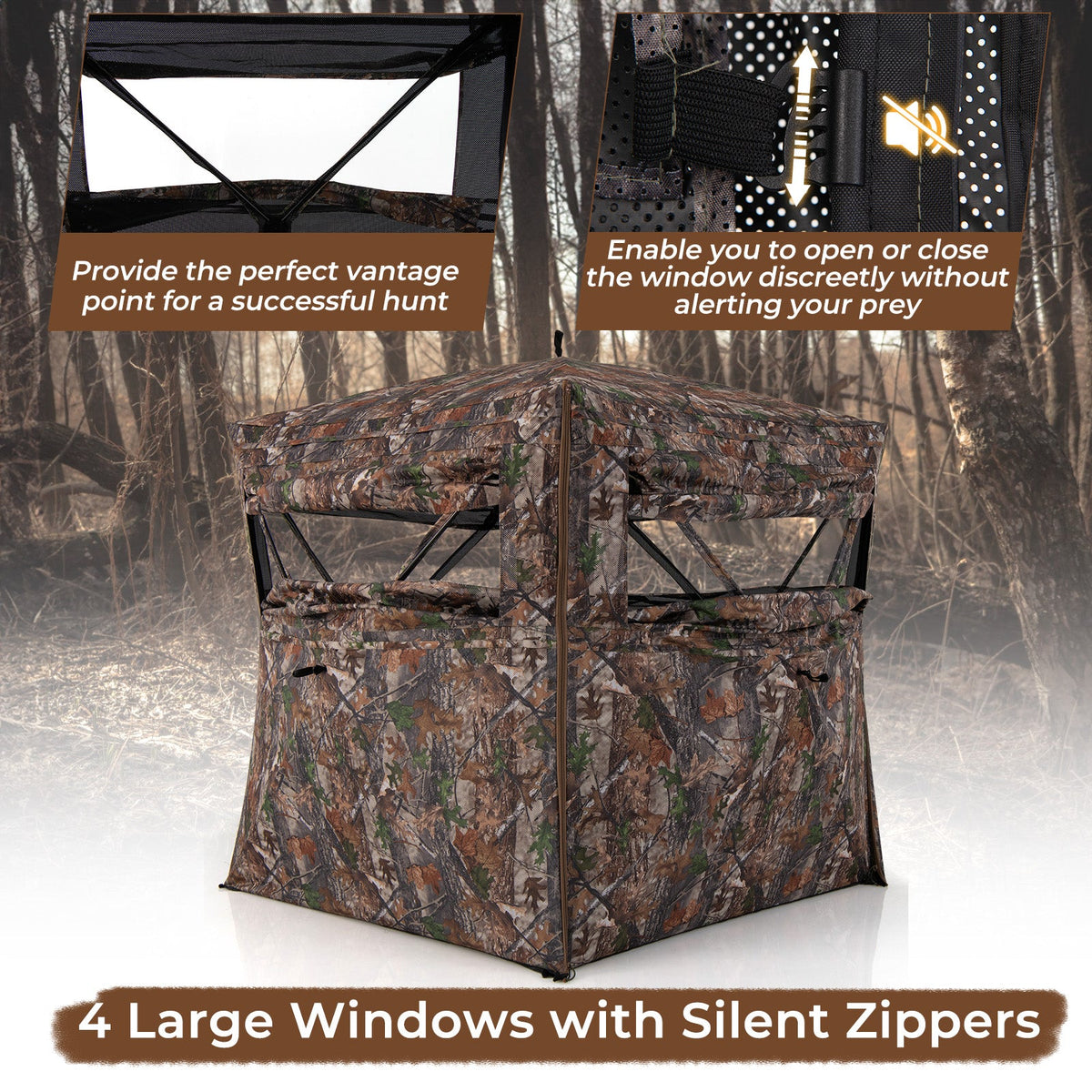 360° See-Through Hunting Blind – 2-3 Person with Full-Open Door