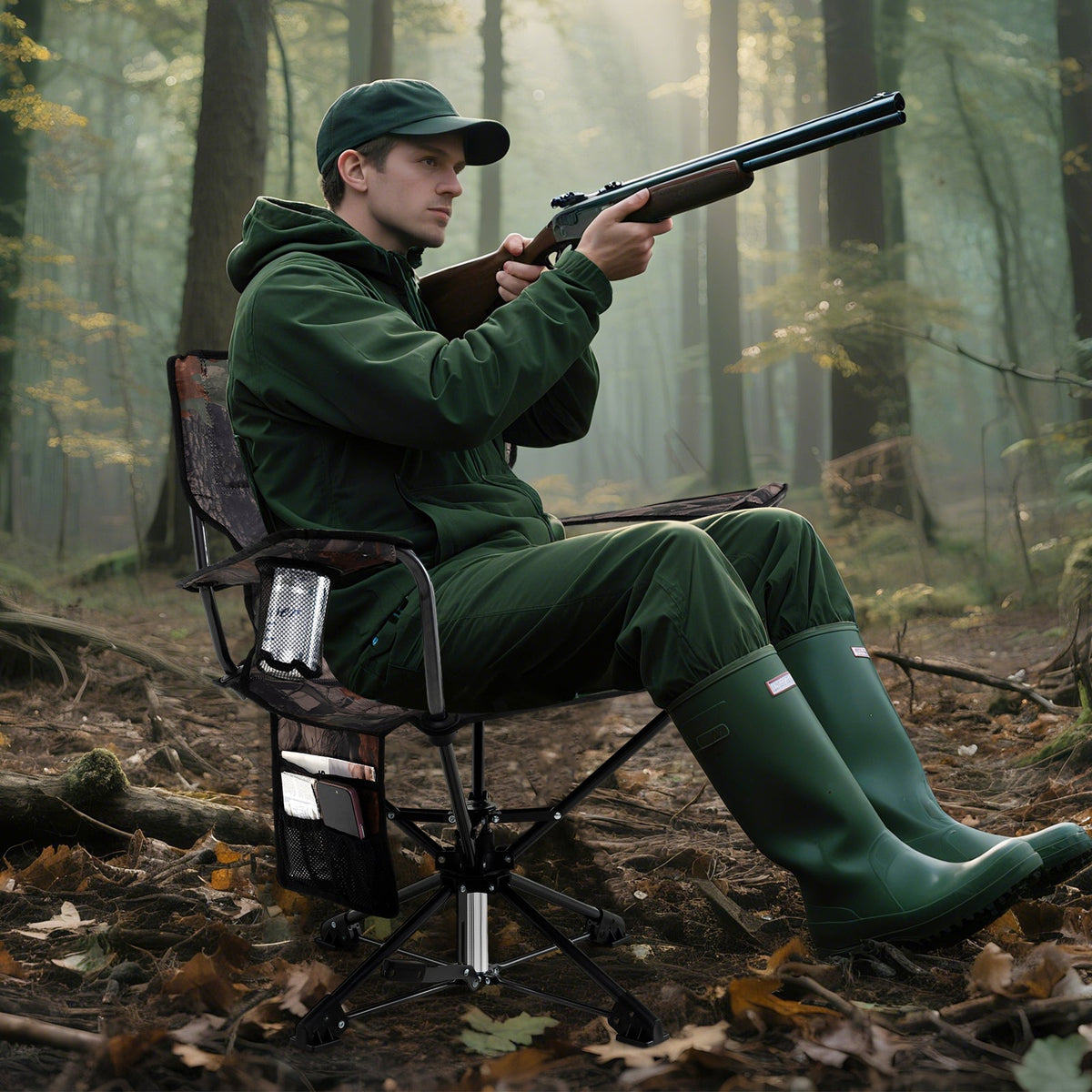 360° Swivel Hunting Chair – Portable Foldable Camo Chair