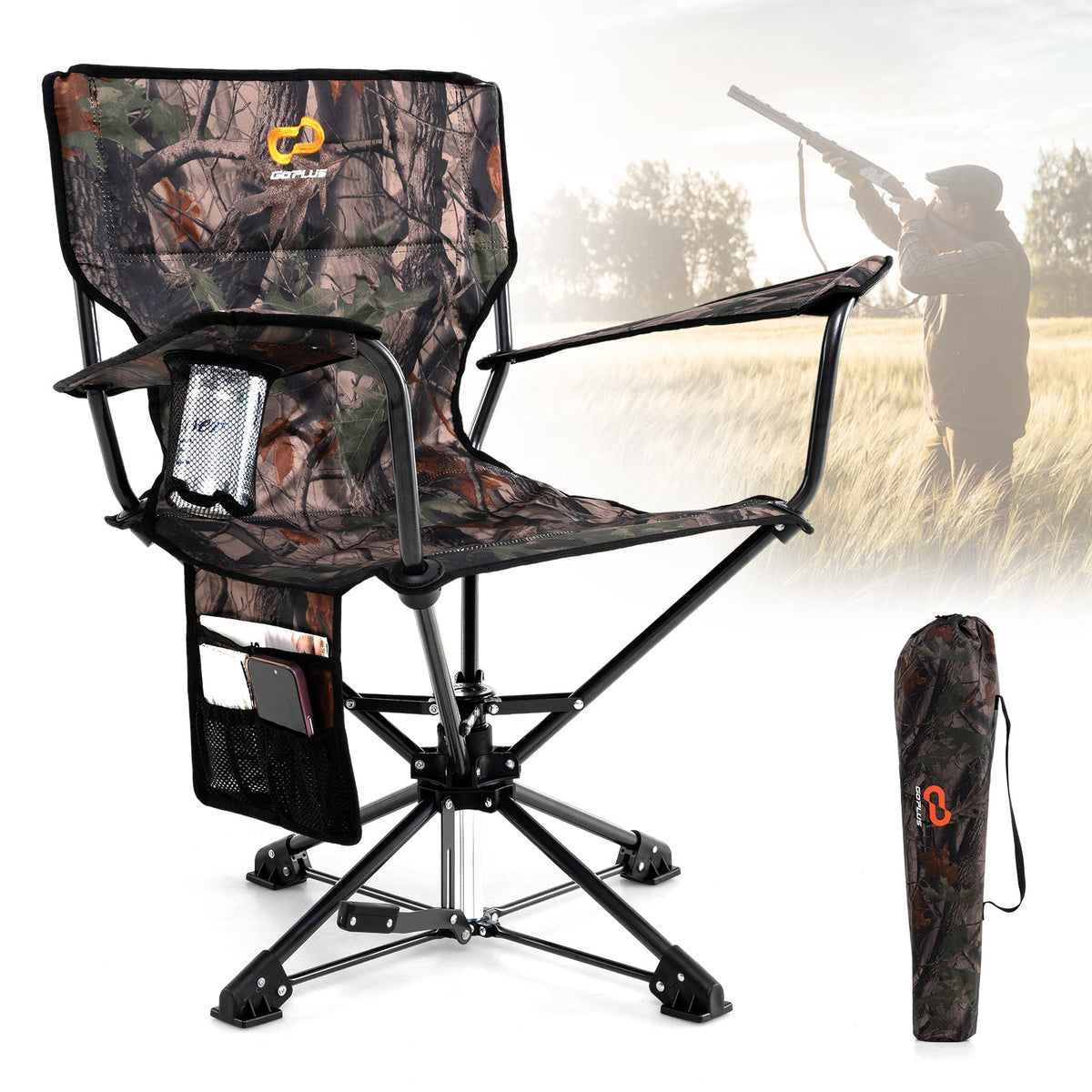 360° Swivel Hunting Chair – Portable Foldable Camo Chair