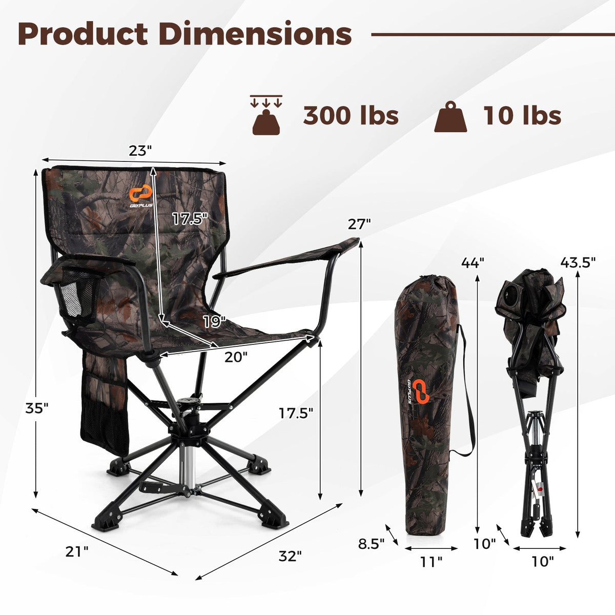 360° Swivel Hunting Chair – Portable Foldable Camo Chair