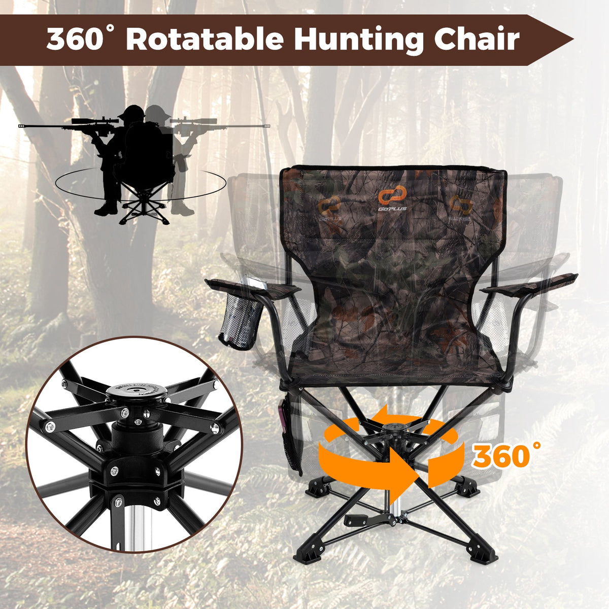360° Swivel Hunting Chair – Portable Foldable Camo Chair