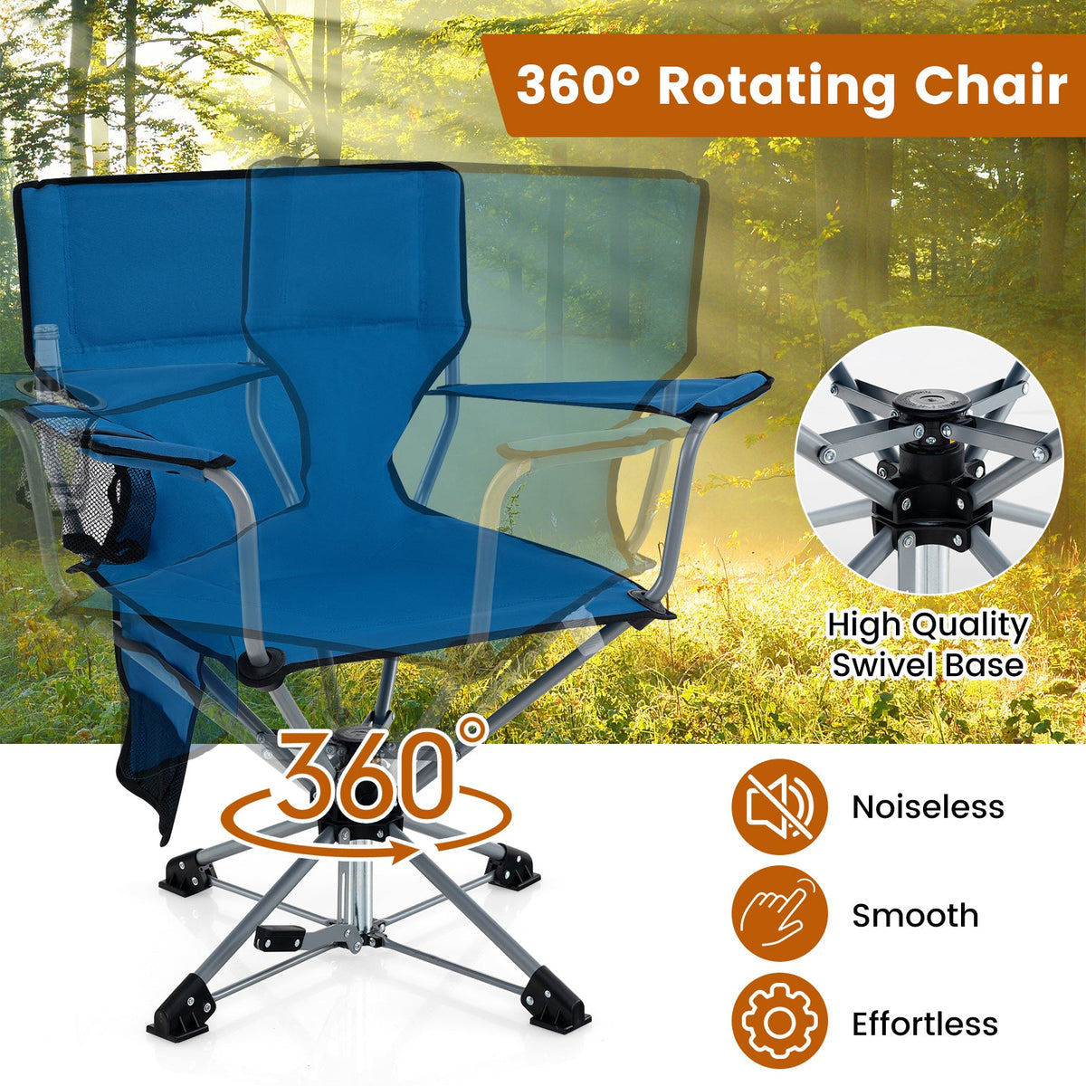 360° Swivel Hunting Chair – Portable Foldable Camo Chair