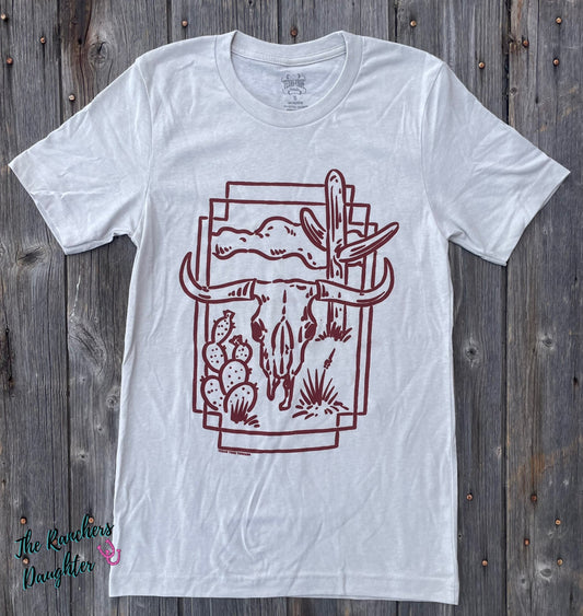Western Skull Cactus Scene Tee