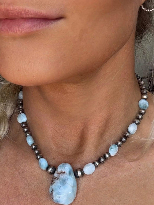 Larimar Necklace, Pendant & Ring Collection by Bootleg Silver Co – view 2