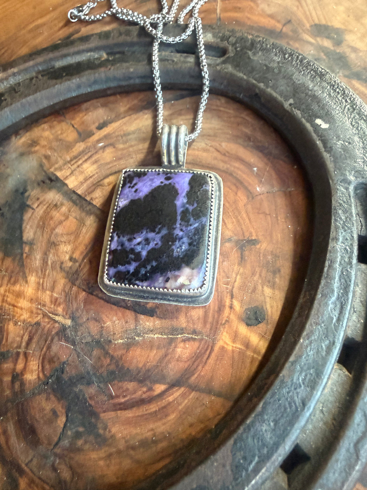 Sugilite Heirloom Pendant by Bootleg Silver Co, handmade in Arizona