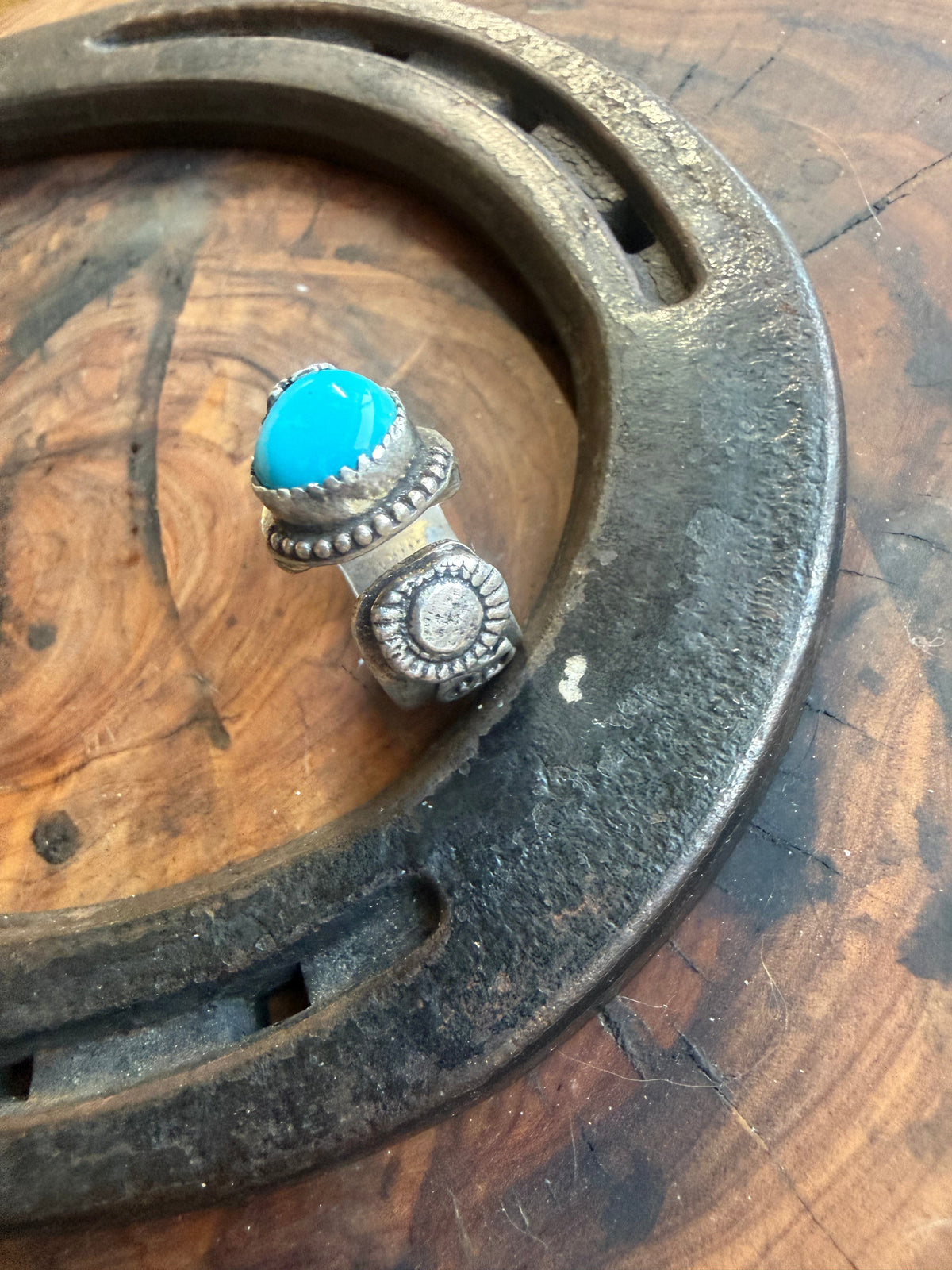 Sleeping Beauty Turquoise Floral Ring by Bootleg Silver Co – view 4