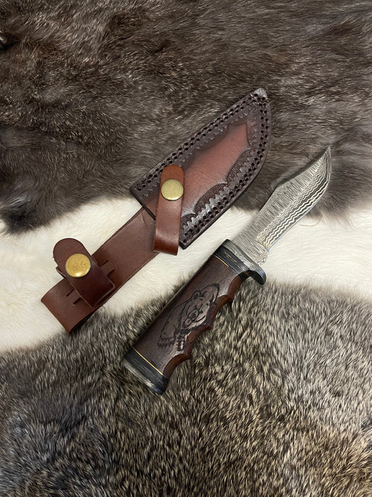 Grizzly Timberline Damascus Steel Blade Hunting Knife TK-099