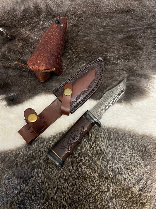 Grizzly Timberline Damascus Steel Blade Hunting Knife TK-099