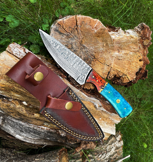 Damascus knife, Garnet Starlight Hand forged Hunting Knife TK-014