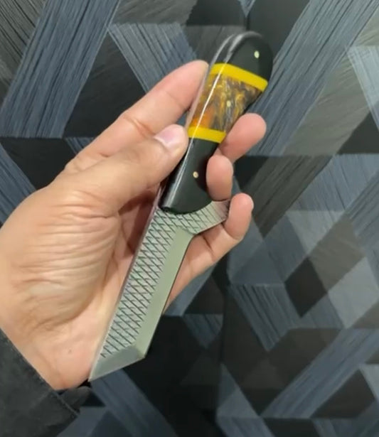 Handmade Tanto Bull Cutter Knife with G10 Resin Handle
