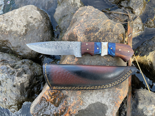Handmade 1095 High Carbon Damascus Steel Hunting Knife TK-031