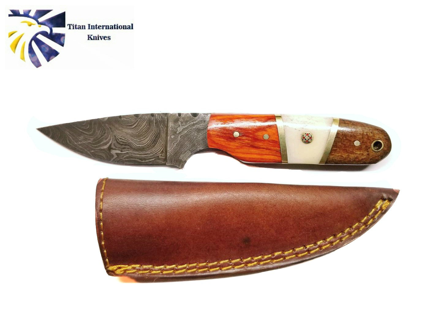 7.4" Damascus Steel with Bone, Micarta & Wood