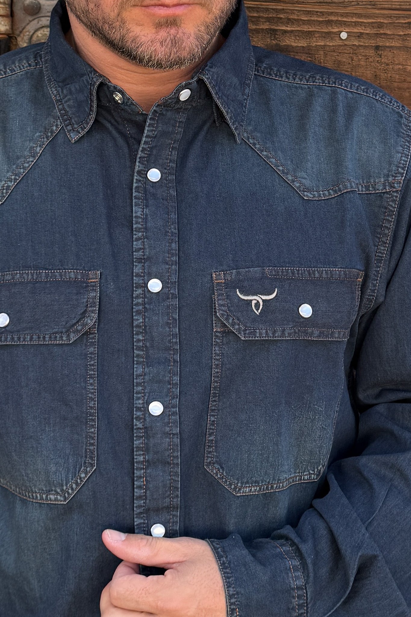 Drover Men's Western Shirt Signature Series - Pearl Snap Denim - Tumbleweed