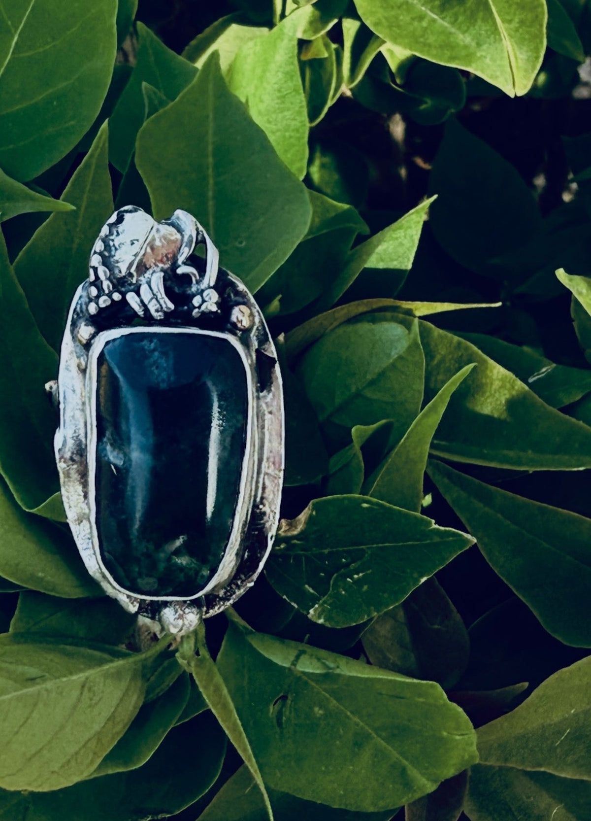 Desert Bloom Guatemalan Jade Mixed-Metal Statement Ring — Size 6.5