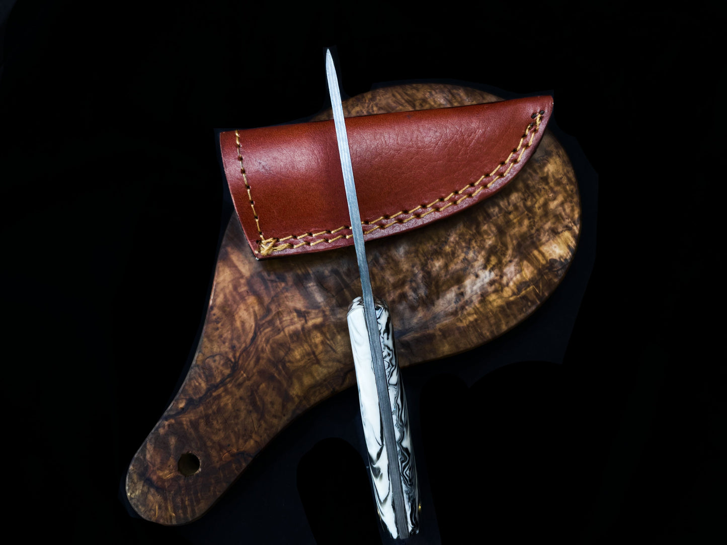 Limited Run - Custom Handmade Raindrop Acrylic Patter Damascus Steel Knife TD-705