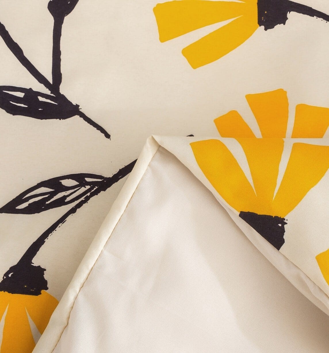 Yellow Fleur Floral Golden Orange Ivory Duvet Cover Set w/ Pillow Cases