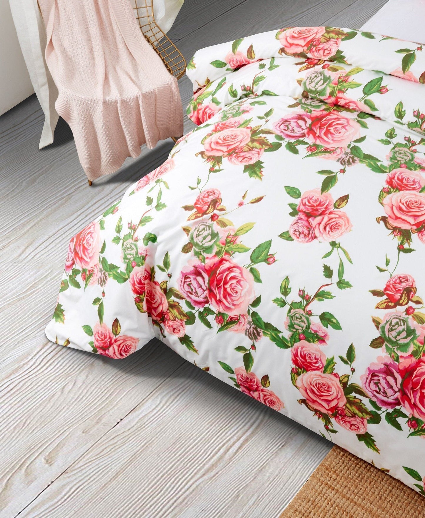 Romantic Roses Floral Duvet Cover Set w/ Pillow Cases