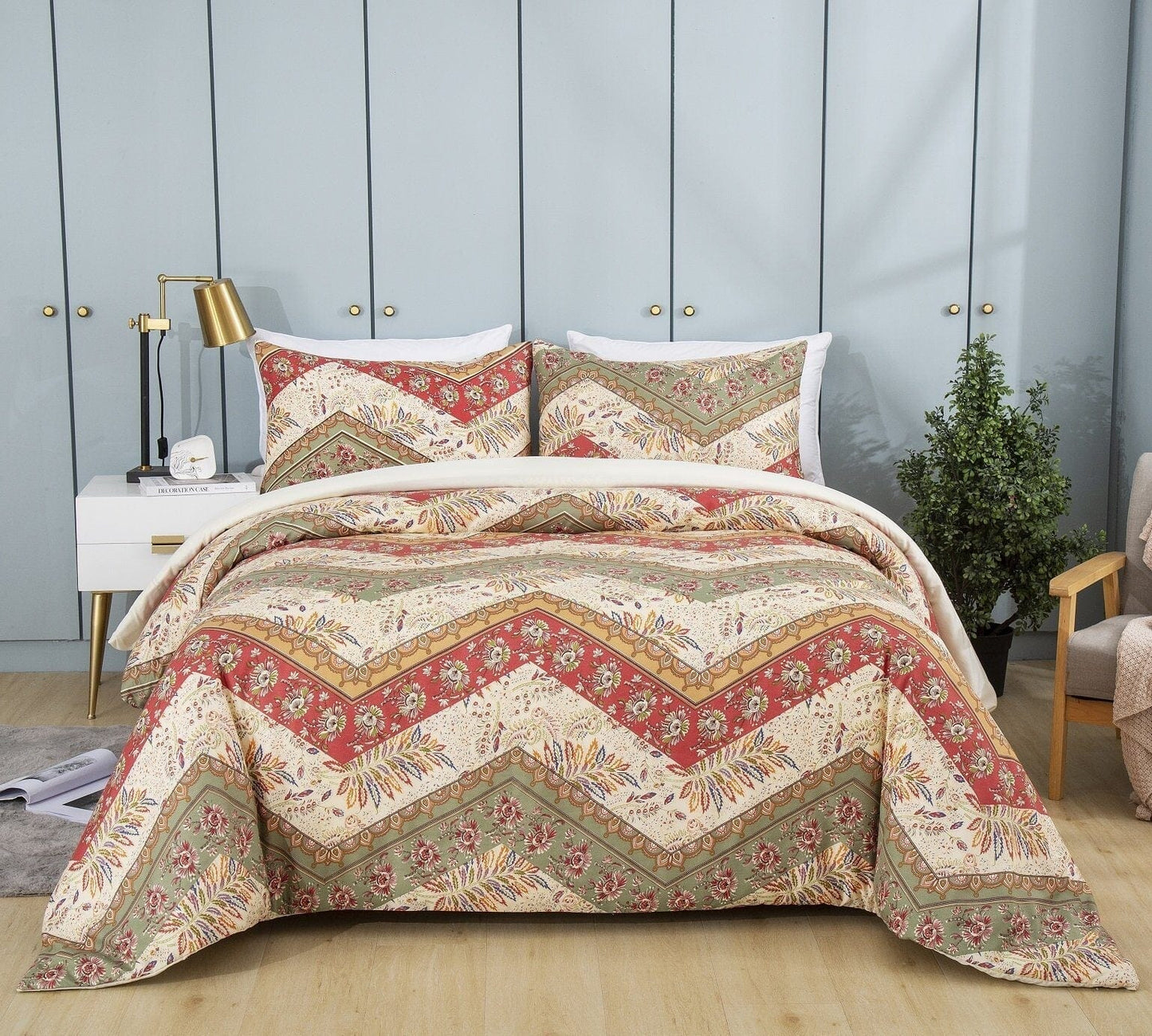 Cranberry Sage Duvet Cover Set w/ Pillow Cases