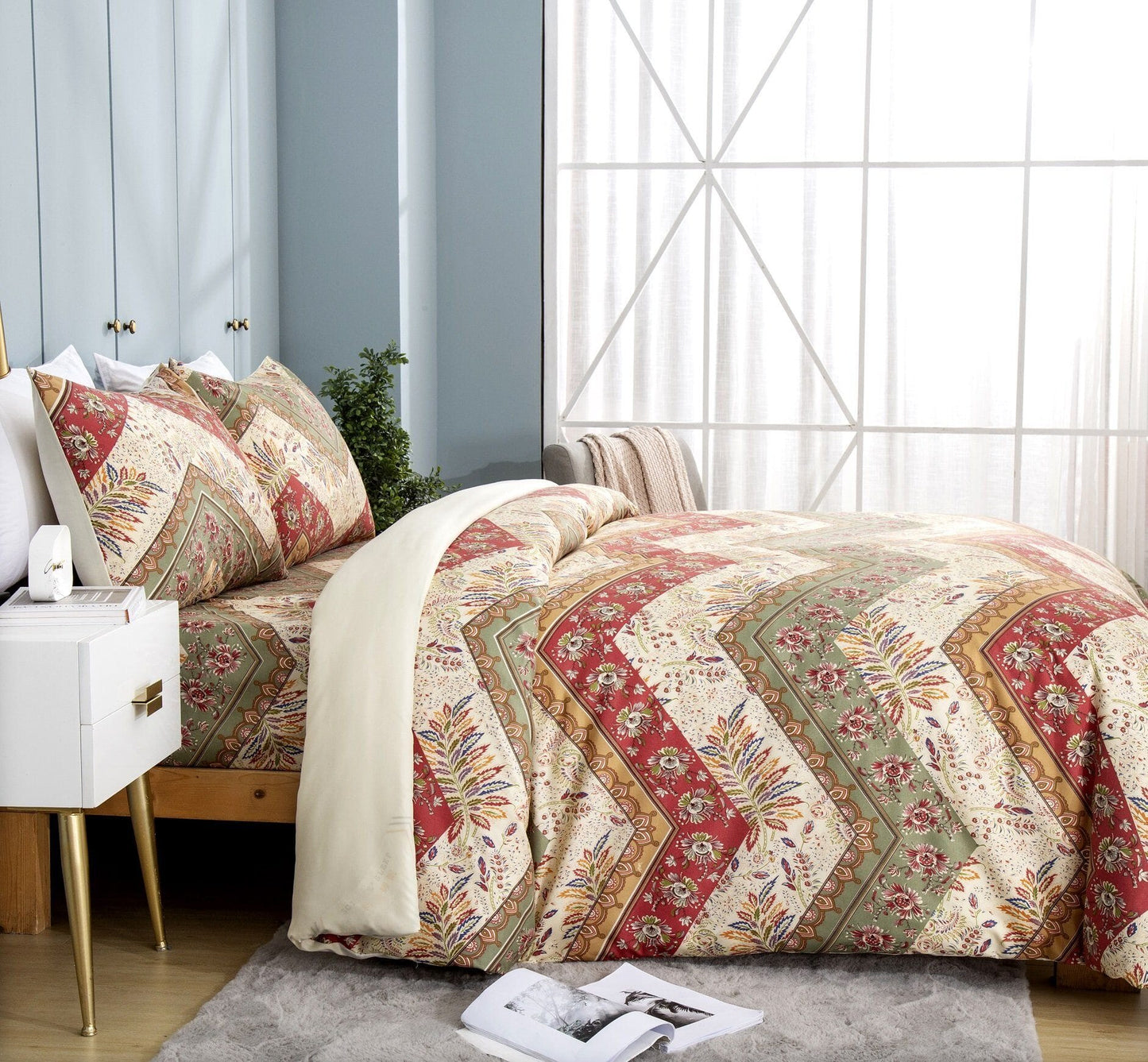 Cranberry Sage Duvet Cover Set w/ Pillow Cases