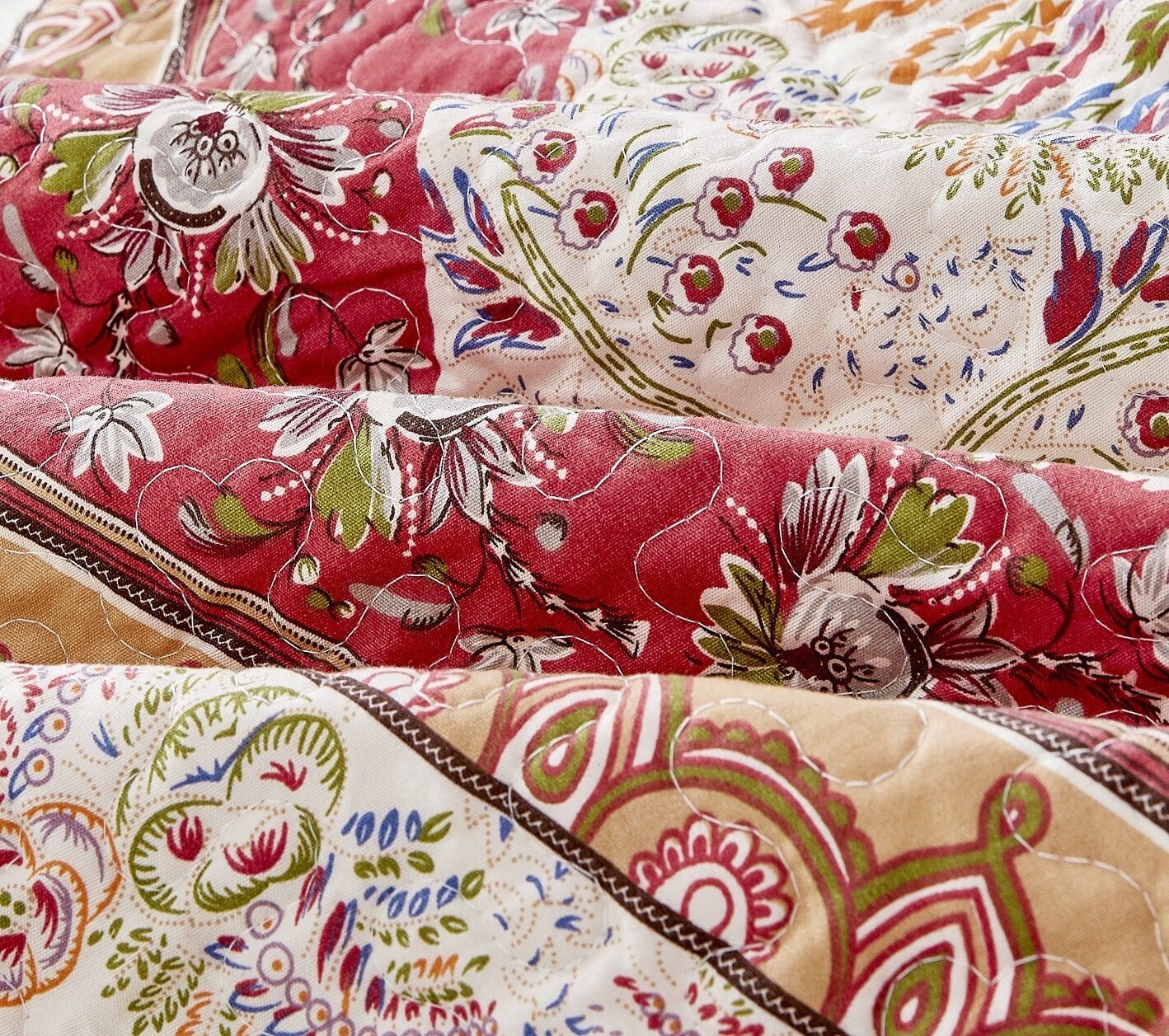 Rustic Cranberry Sage Floral Bedspread Set