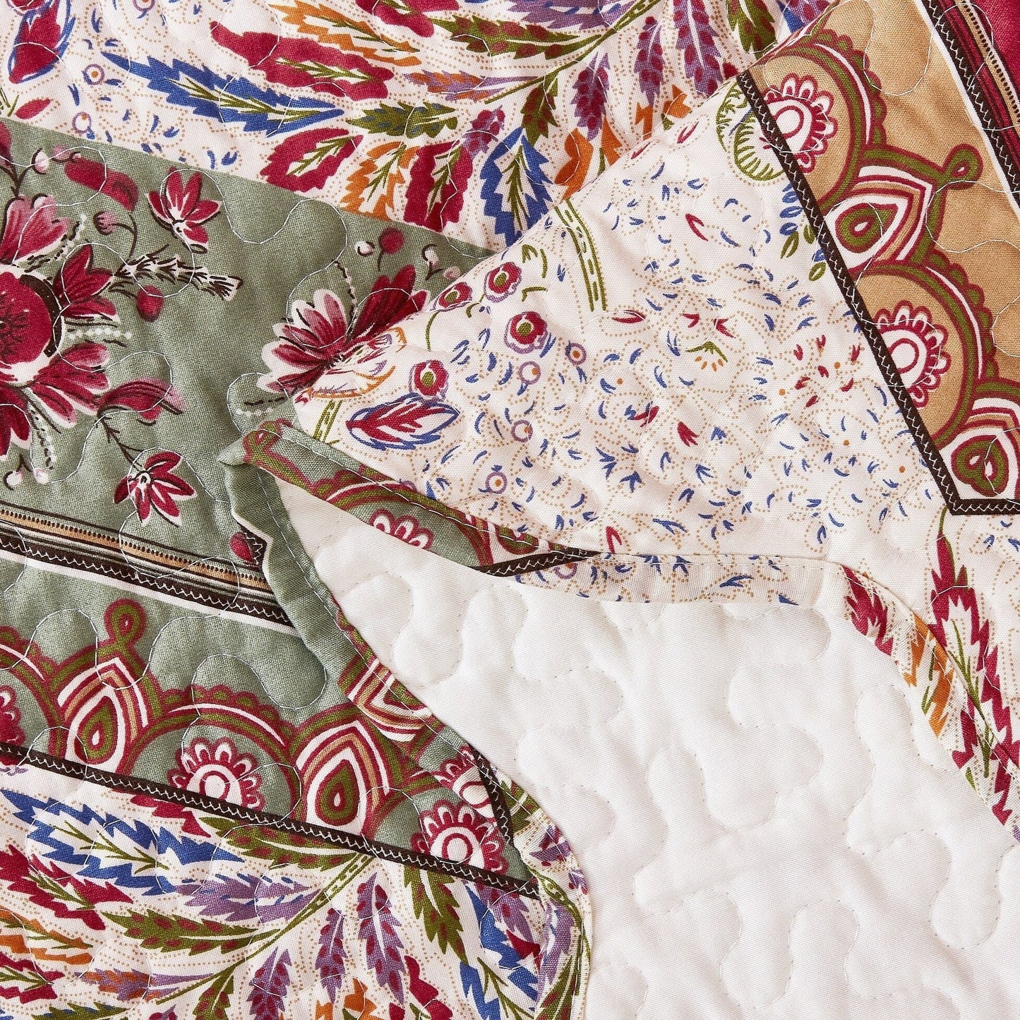 Rustic Cranberry Sage Floral Bedspread Set