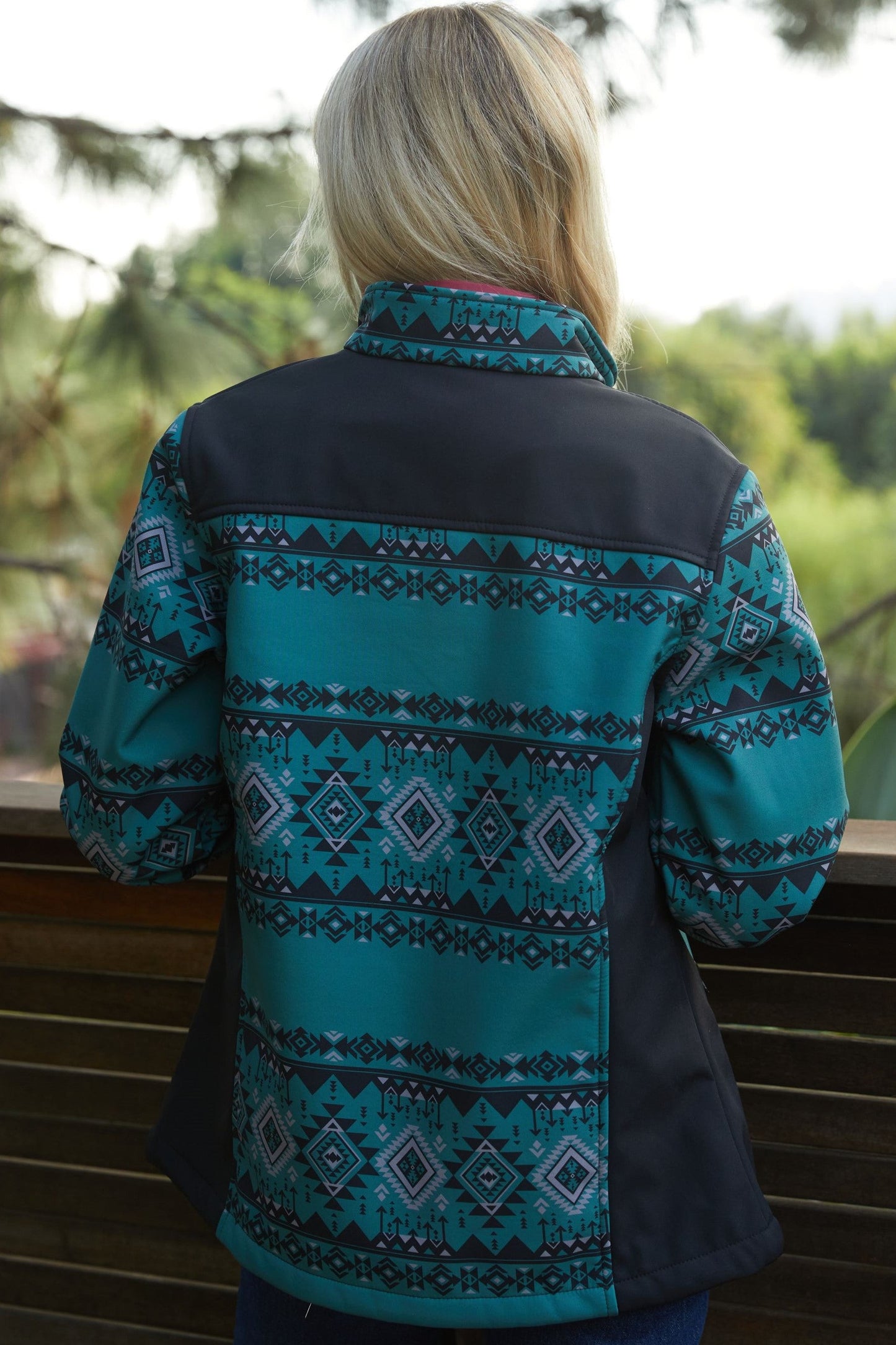 Ladies Softshell Water-Resistant Teal Western Wear Jacket