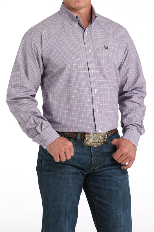 Mens Cinch LS Button Up- Lilac Plaid