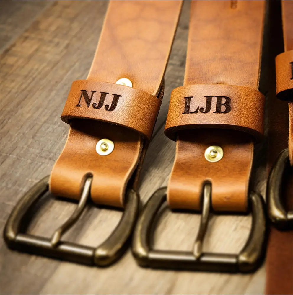 Handmade Full-Grain Leather Belt for Men — Men's Leather Belt - Black