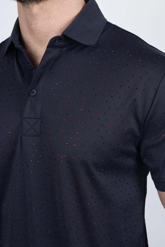 Modern Fit Stretch Full Body Crystals Polo