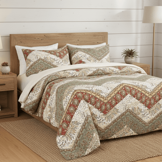 Cranberry Sage Duvet Cover Set w/ Pillow Cases