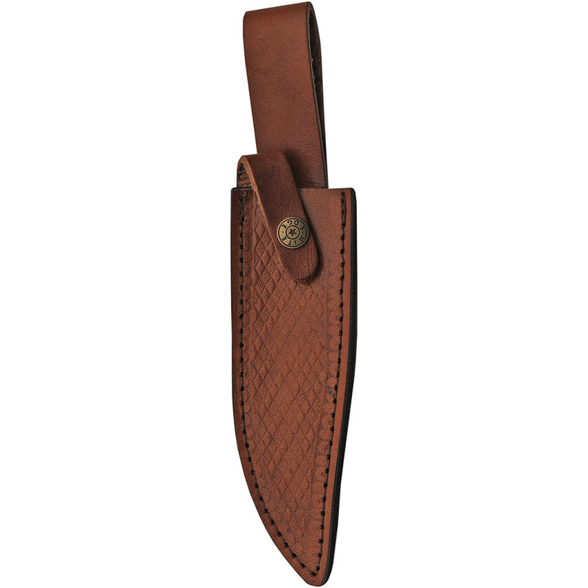 Bowie knife with walnut finger-grip handle, brass guard and leather sheath – photo 2 of 6