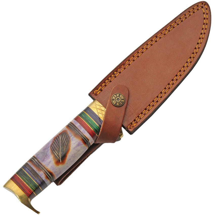 Wind Painter hunting knife with stained bone handle, colored spacers and brass guard – photo 3 of 8