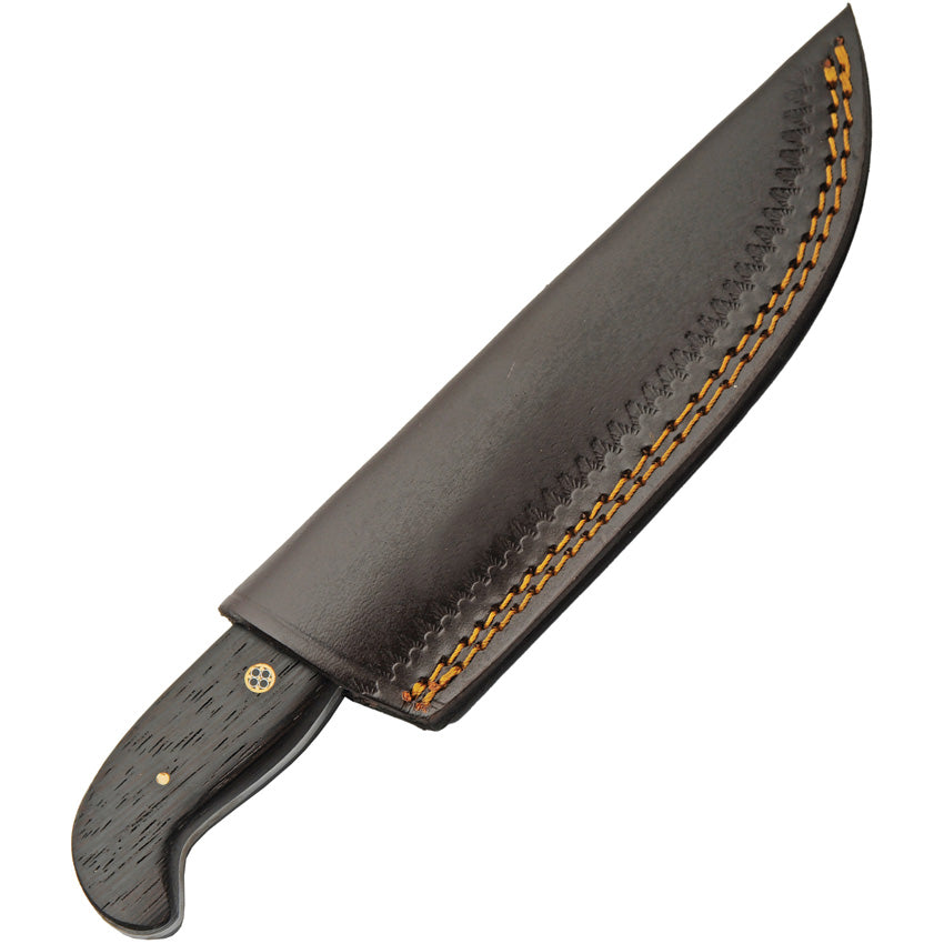 Iron Wrought fixed blade knife with dark brown wood handle and leather belt sheath – photo 3 of 8